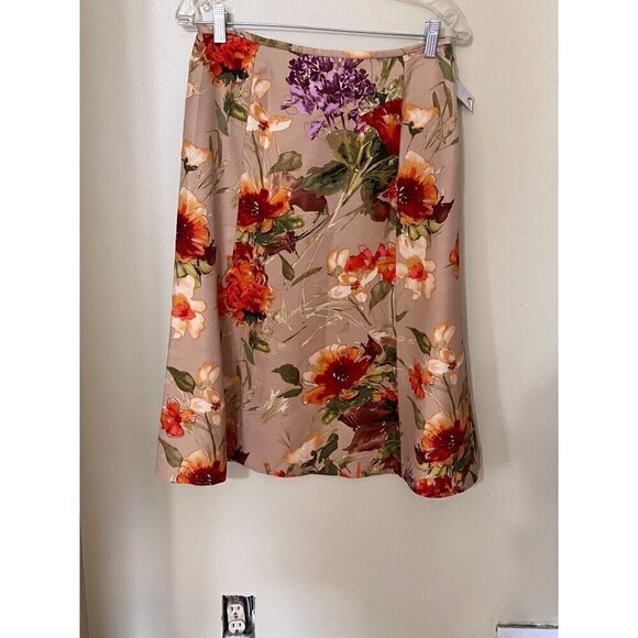 NEW Floral Print Talbots Petites Silk / Wool Skirt Womens Size 8 - Picture 2 of 8